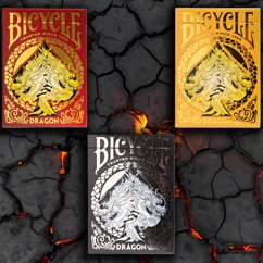 Bicycle Dragon Black, Gold & Red SET 3 pack by USPCC - Carti De Joc Premium