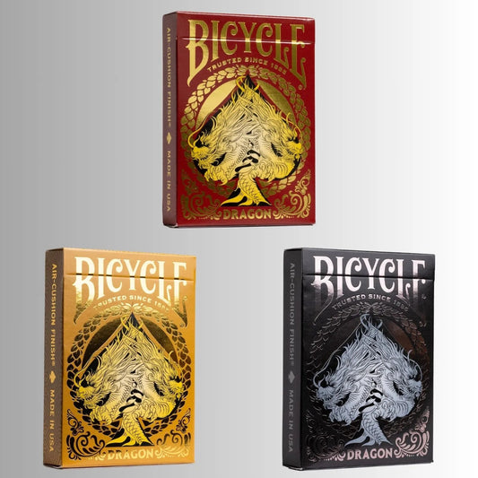 Bicycle Dragon Black, Gold & Red SET 3 pack by USPCC - Carti De Joc Premium