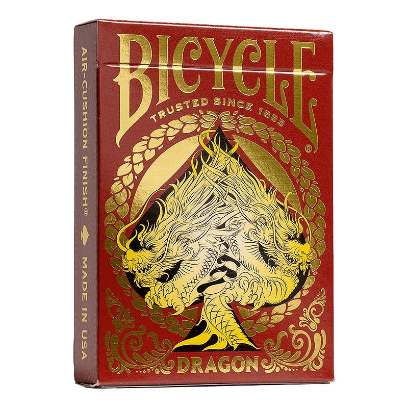 Bicycle Dragon Black, Gold & Red SET 3 pack by USPCC - Carti De Joc Premium