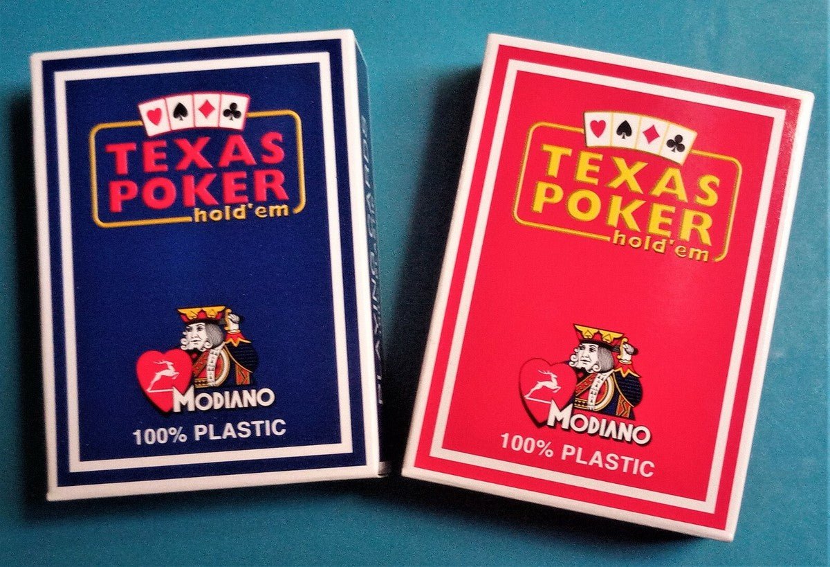 Modiano Texas Poker 2 Jumbo index Blue & Red SET 2 pack - Carti De Joc Premium