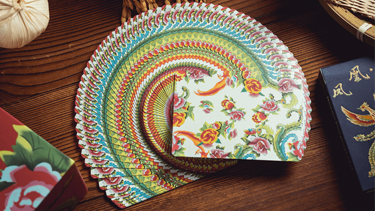 Phoenix and Peony Blue by Bacon Playing Cards - Carti De Joc Premium
