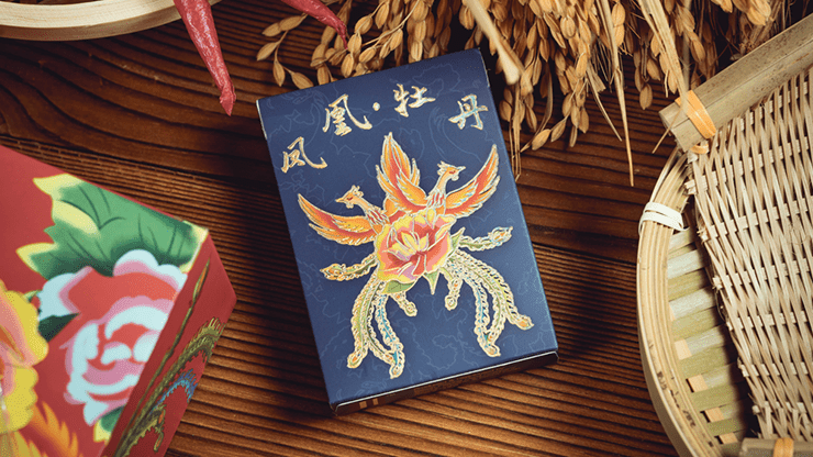 Phoenix and Peony Blue by Bacon Playing Cards - Carti De Joc Premium