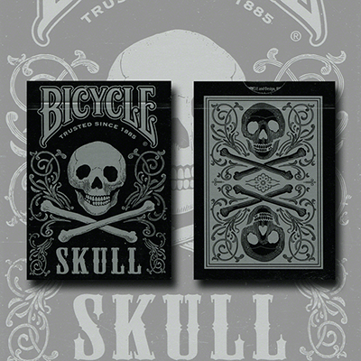 Carti de joc Bicycle Skull Metallic(Silver) by Gambler's Warehouse - Carti De Joc Premium