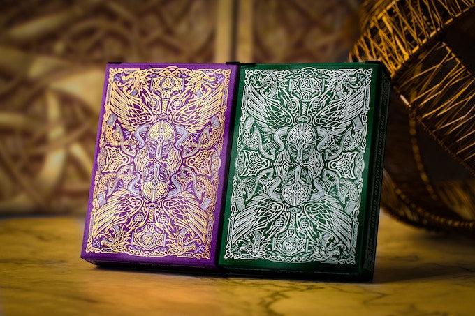 Carti de joc Gods of Norse Olive & Purple SET 2 pack by Divine Playing Cards - Carti De Joc Premium