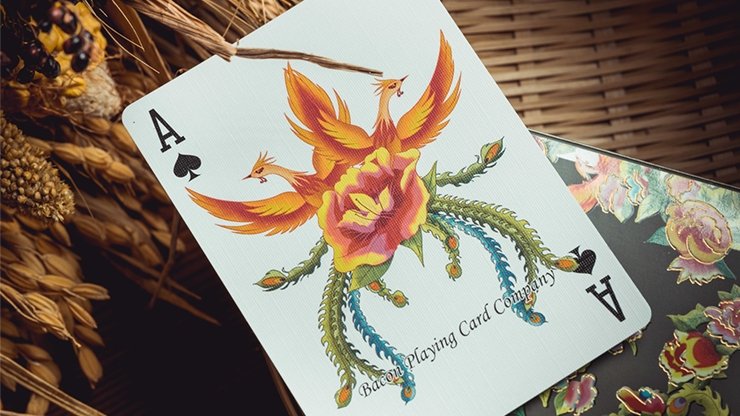 Carti de joc Phoenix and Peony Green by Bacon Playing Cards - Carti De Joc Premium