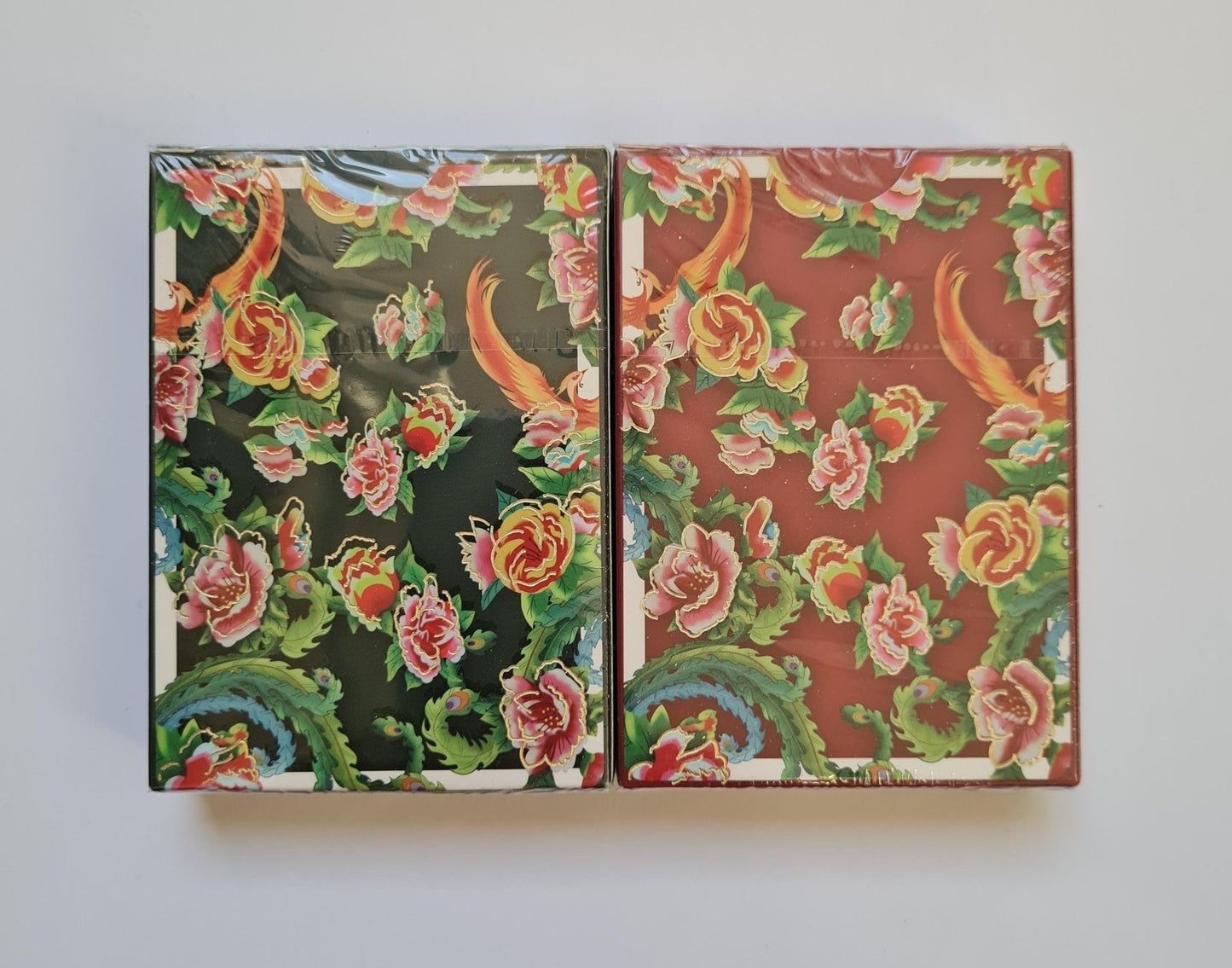 Phoenix and Peony Green & Red Set 2 pack by Bacon Playing Cards - Carti De Joc Premium