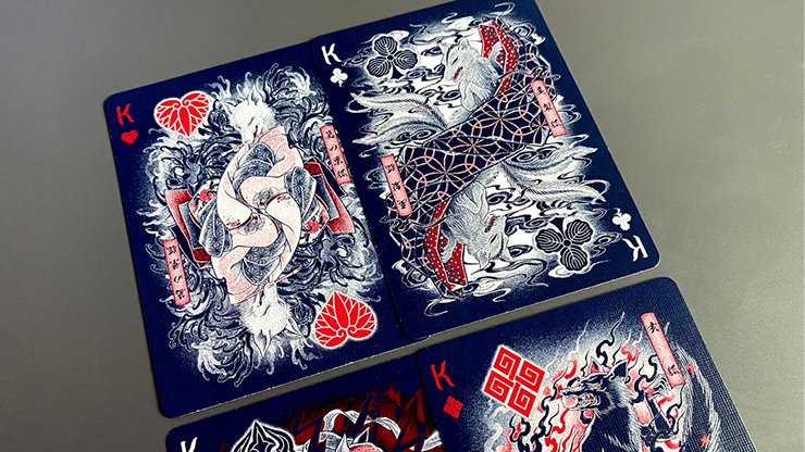 Sumi Kitsune Myth Maker (Blue/Red Craft Letterpressed Tuck) by Card Experiment - Carti De Joc Premium