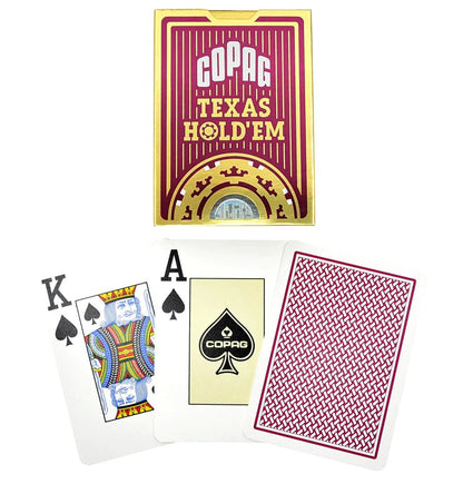 Texas Hold'Em Red 100% Plastic Jumbo Index by Copag - Carti De Joc Premium